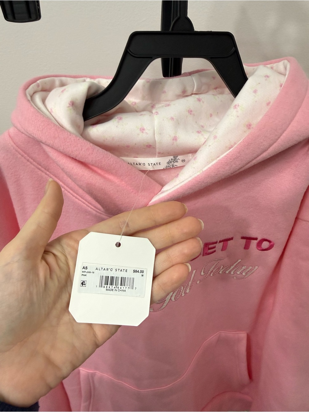 Altar'd State Pink Embroidered Back Hoodie Jacket - Picture 6 of 7